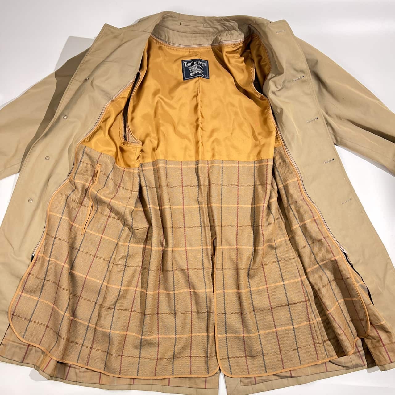 90s Burberrys バーバリー ライナー付き 裏地チェック ステンカラーコート /くすみベージュ系 メンズ ビンテージ