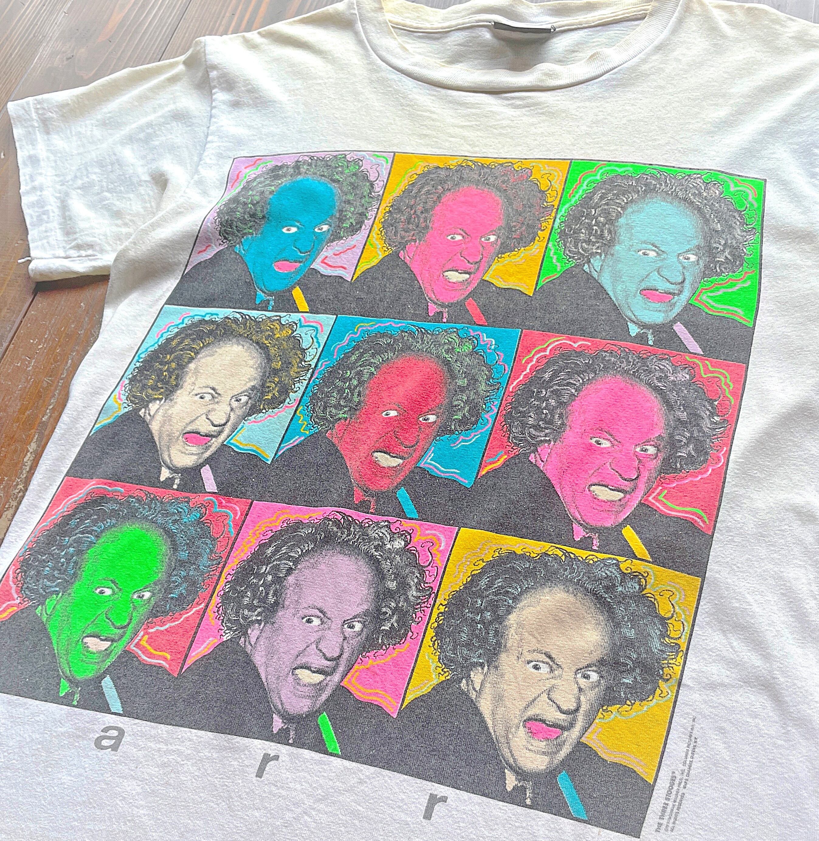 80s THE THREE STOOGES 〝 LARRY 〟collage print T-Shirt Size MEDIUM 