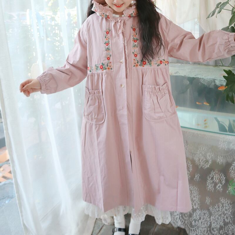 フード付き花柄刺繍ステッチコート W0887 | Wild❁Garden〜ワイルド  