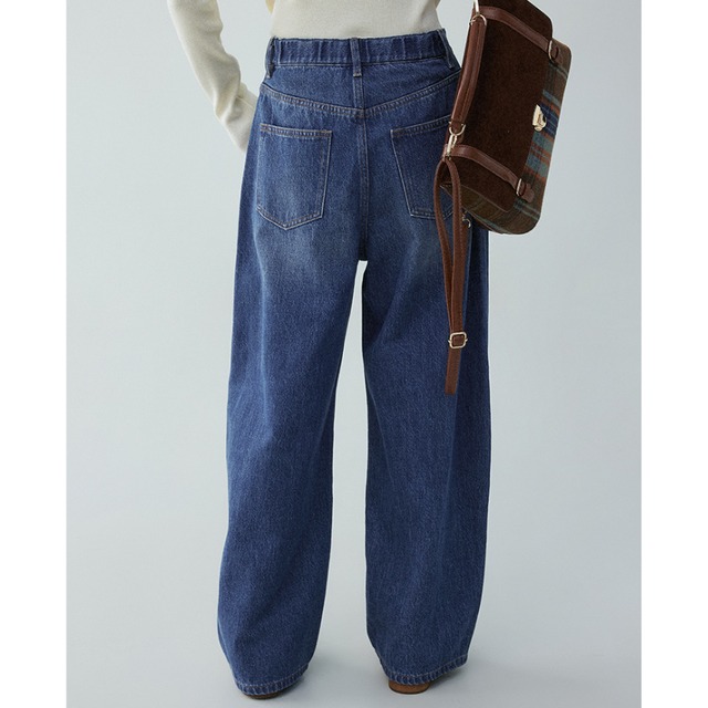 high-waist wide-leg denim pants　J00276