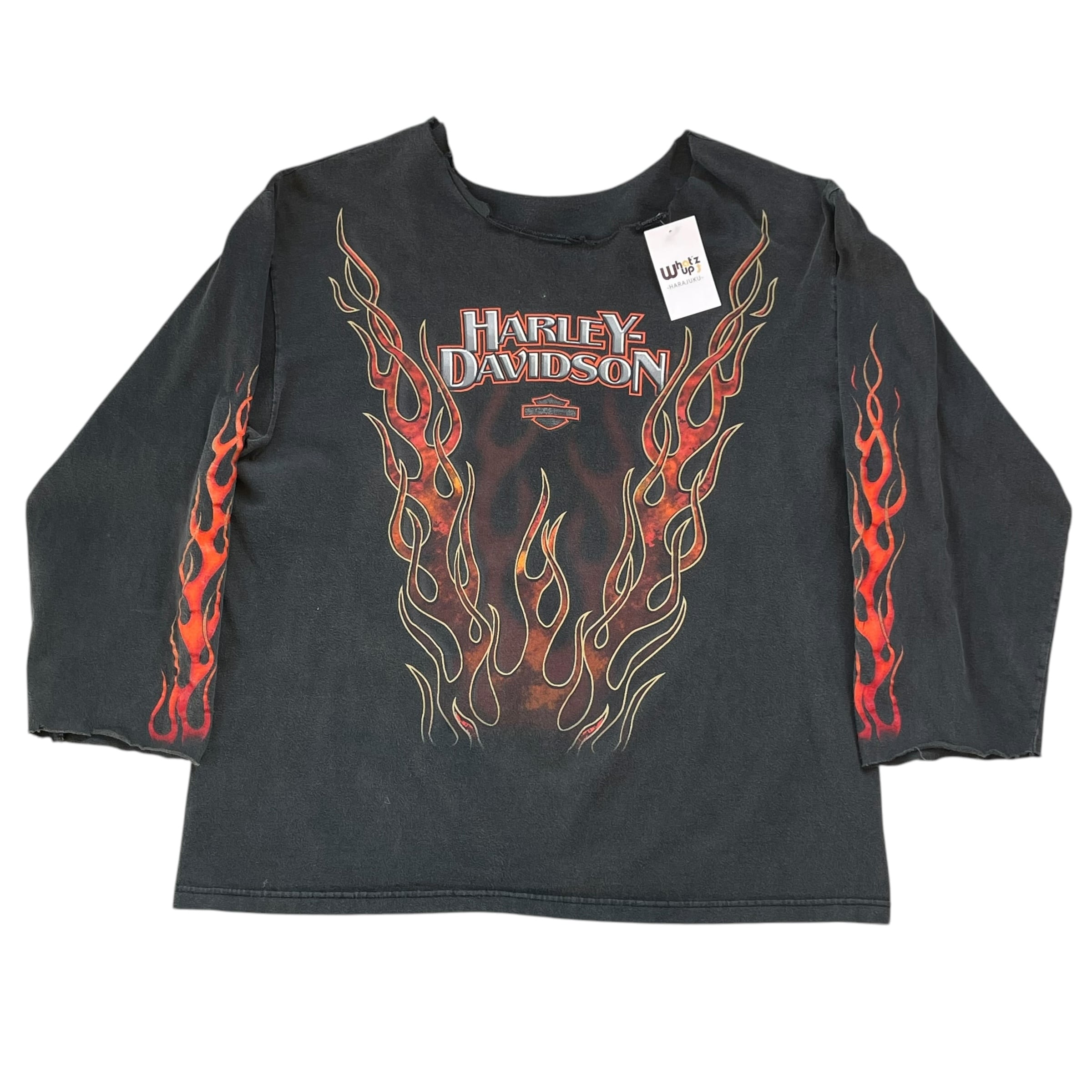 ~00s HARLEY DAVIDSON "Flame pattern" cutoff L/S T-shirt