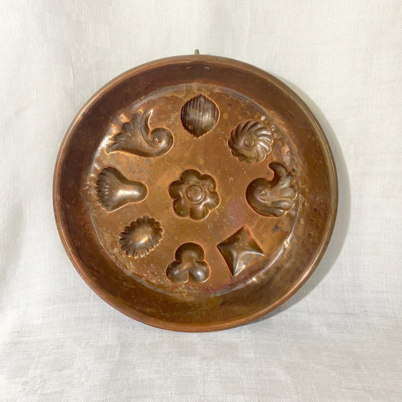 銅製焼型　お菓子焼型　モールド　リング付き　花　コッパーモールド　12kweh19