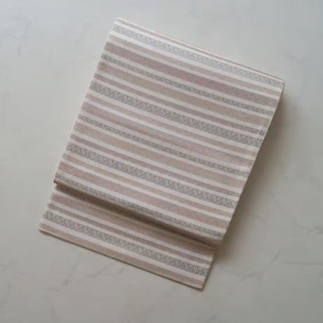 【ふくろ帯】白地 横段に変わり網代文 ふくろ帯