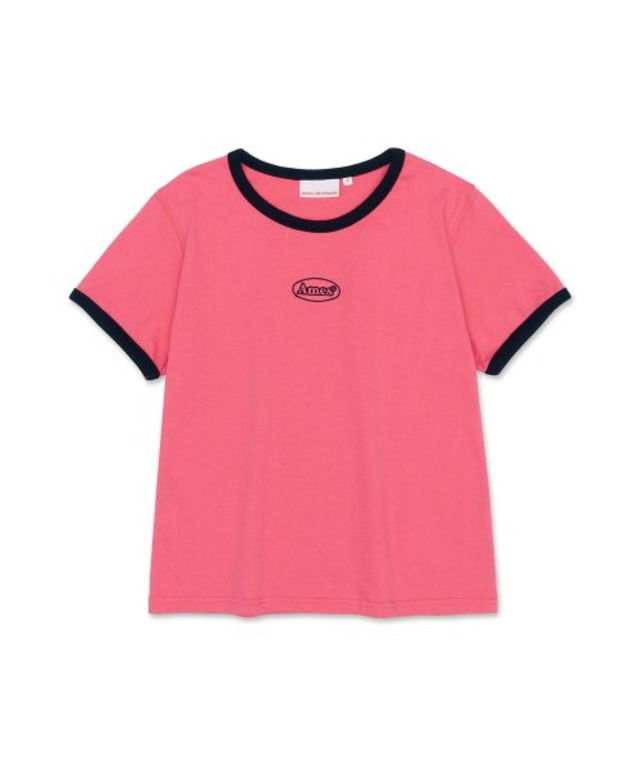 [AMES-WORLDWIDE] SYMBOL LOGO EMBROIDERED CROP TEE PINK