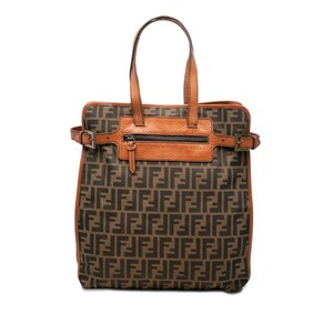 フェンディ ズッカ トートバッグ ハンドバッグ 8BN168 ブラウン キャンバス レザー レディース FENDI 【中古】