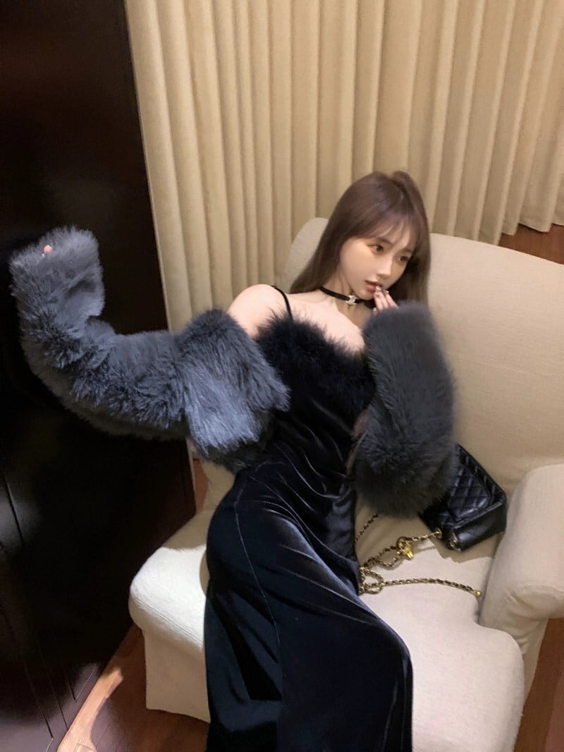 dress】フェイクファーキャミワンピース N2400 | nanastyle