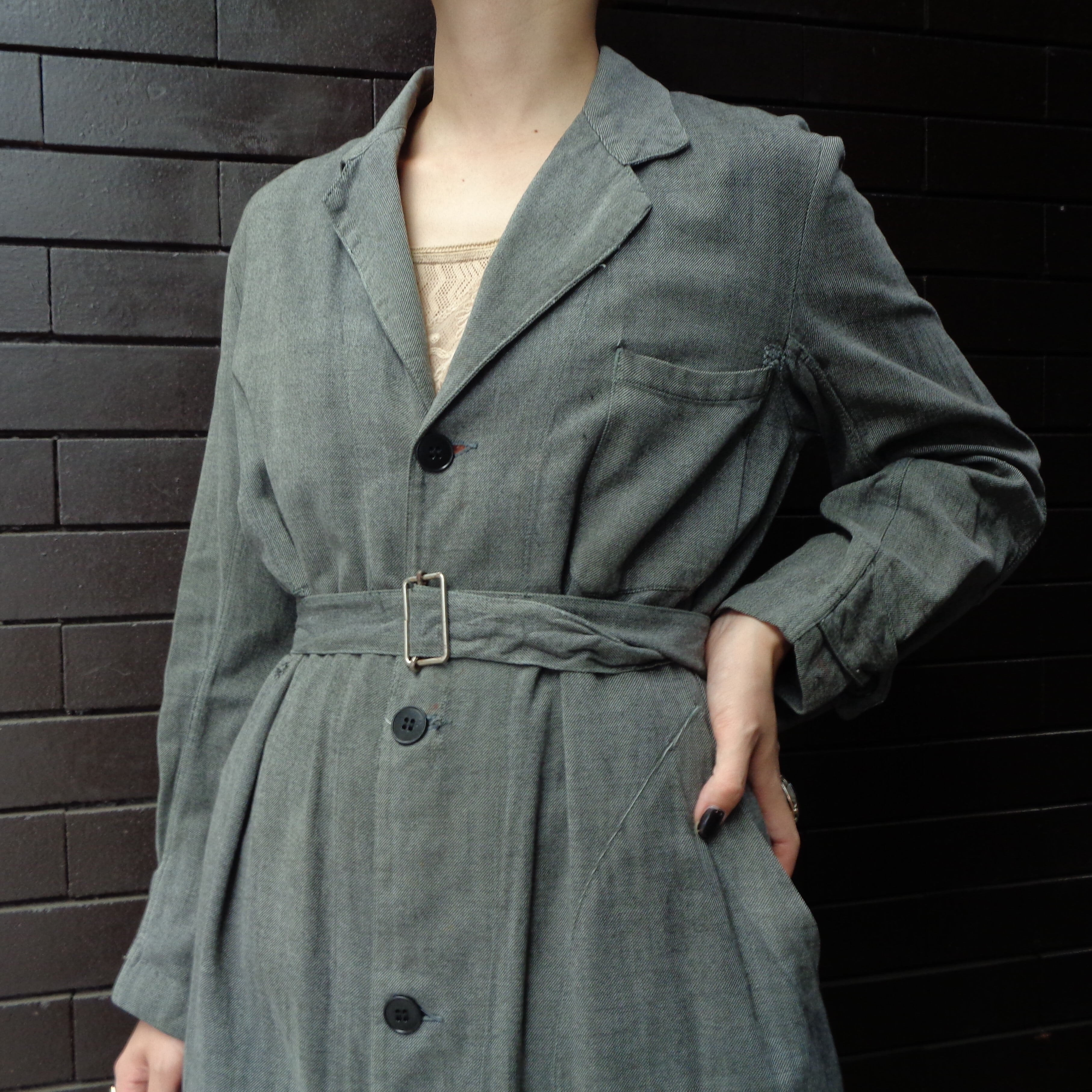 40'~50's French vintage black chambray atelier coat 40~50年代