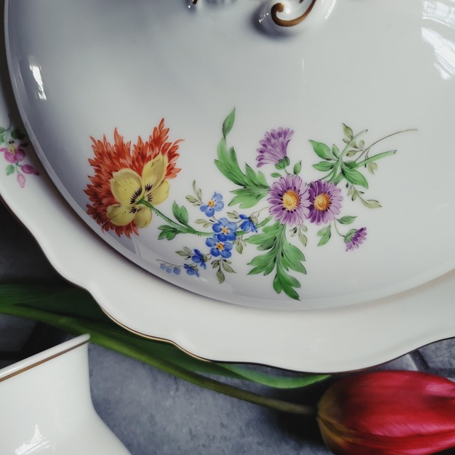 【訳アリ特価】マイセン　直径約26.5cm！蓋付き深皿