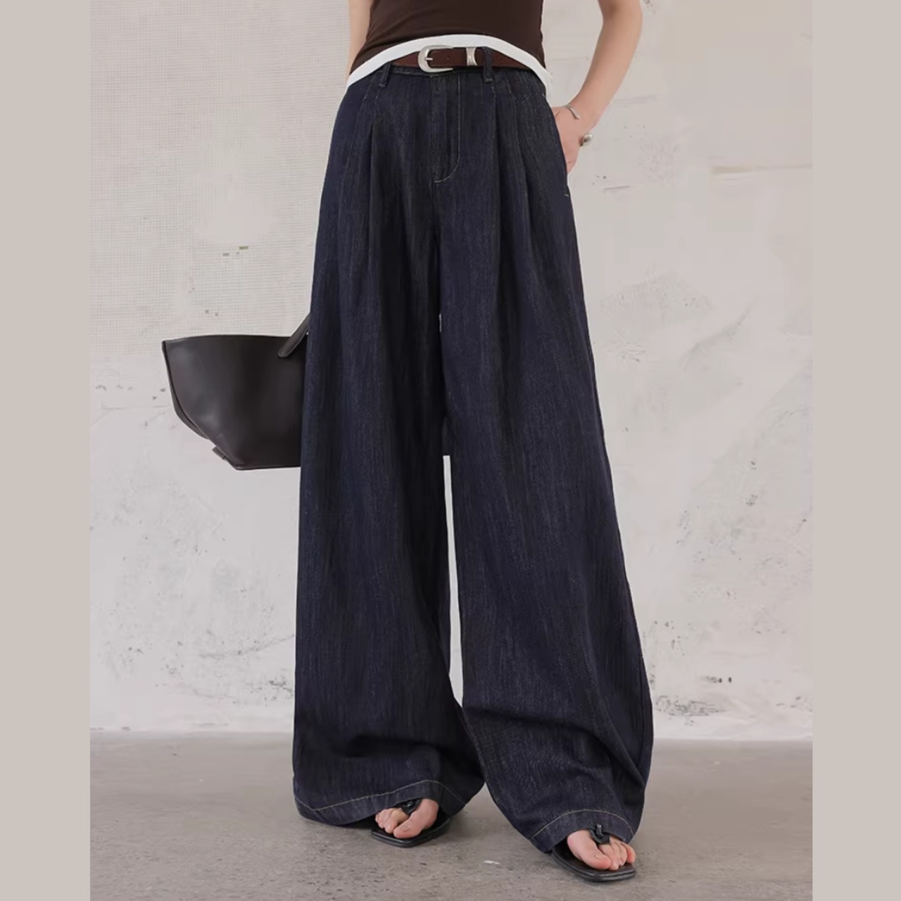 プリーツ入り ワイド デニム パンツ 00144・画像4