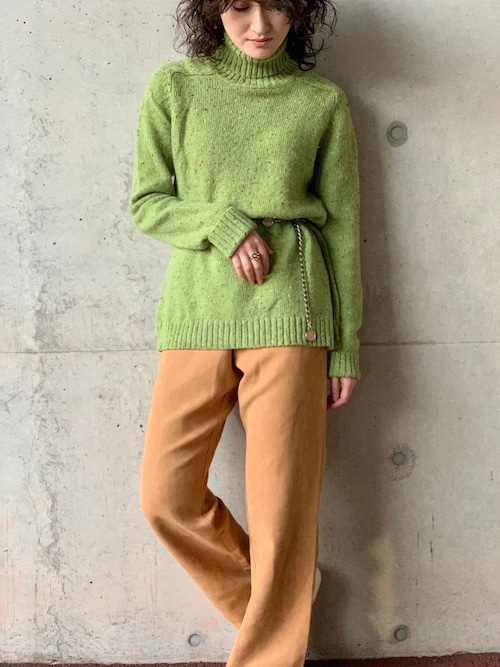 Vintage Light  Green Cashmere Turtle Neck Sweater