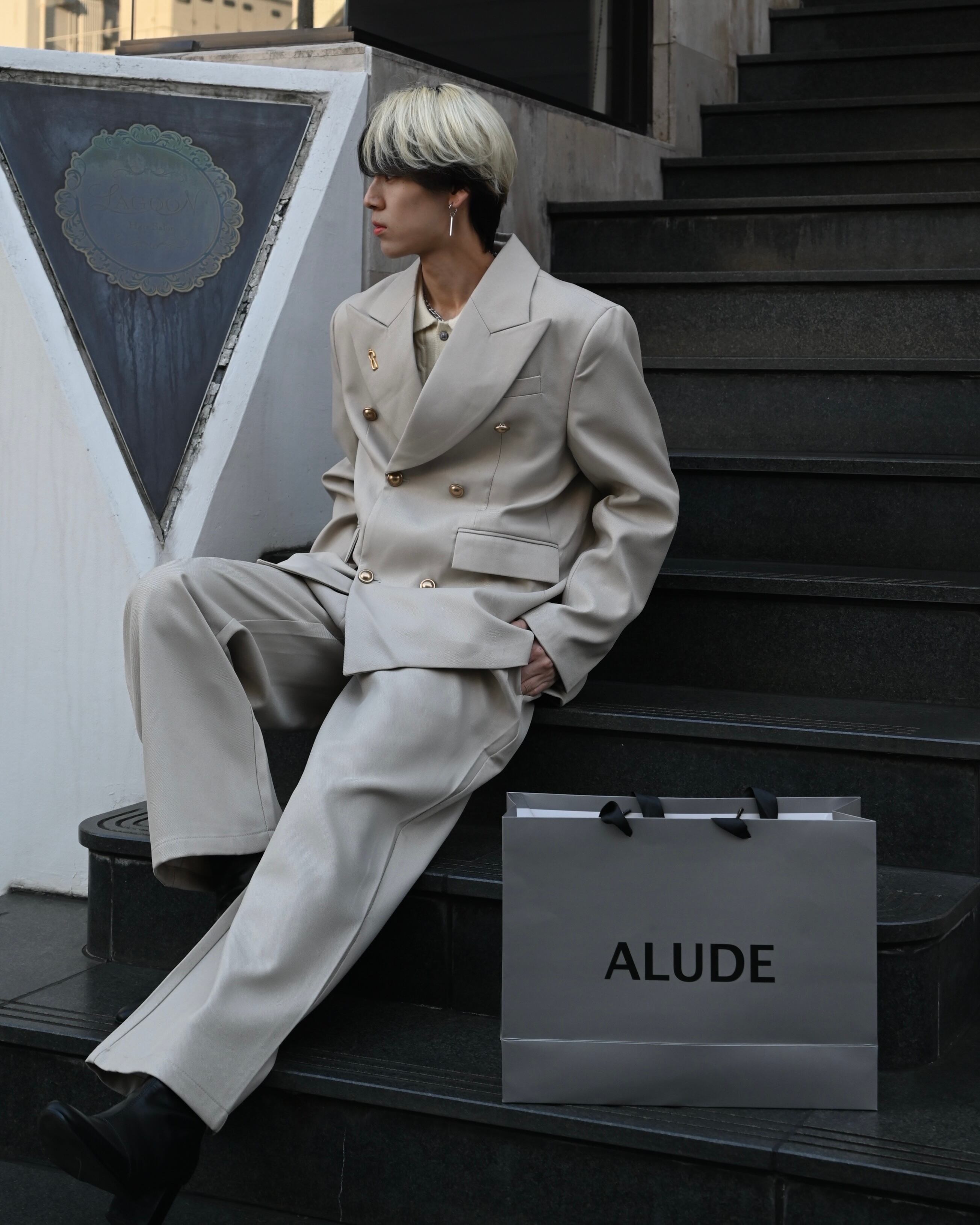 ALUDE SELECT】gold button double jacket set up(3color) | 【ALUDE 
