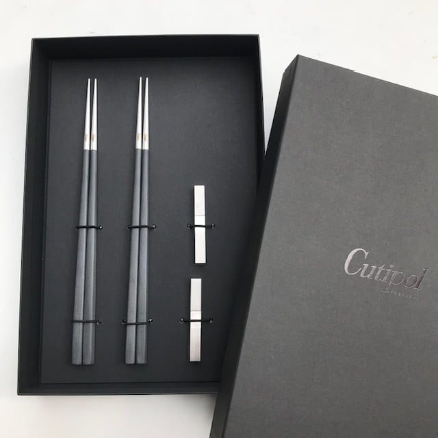cutipol クチポール お箸 ギフトセット KUBE ブラックシルバー 正規品