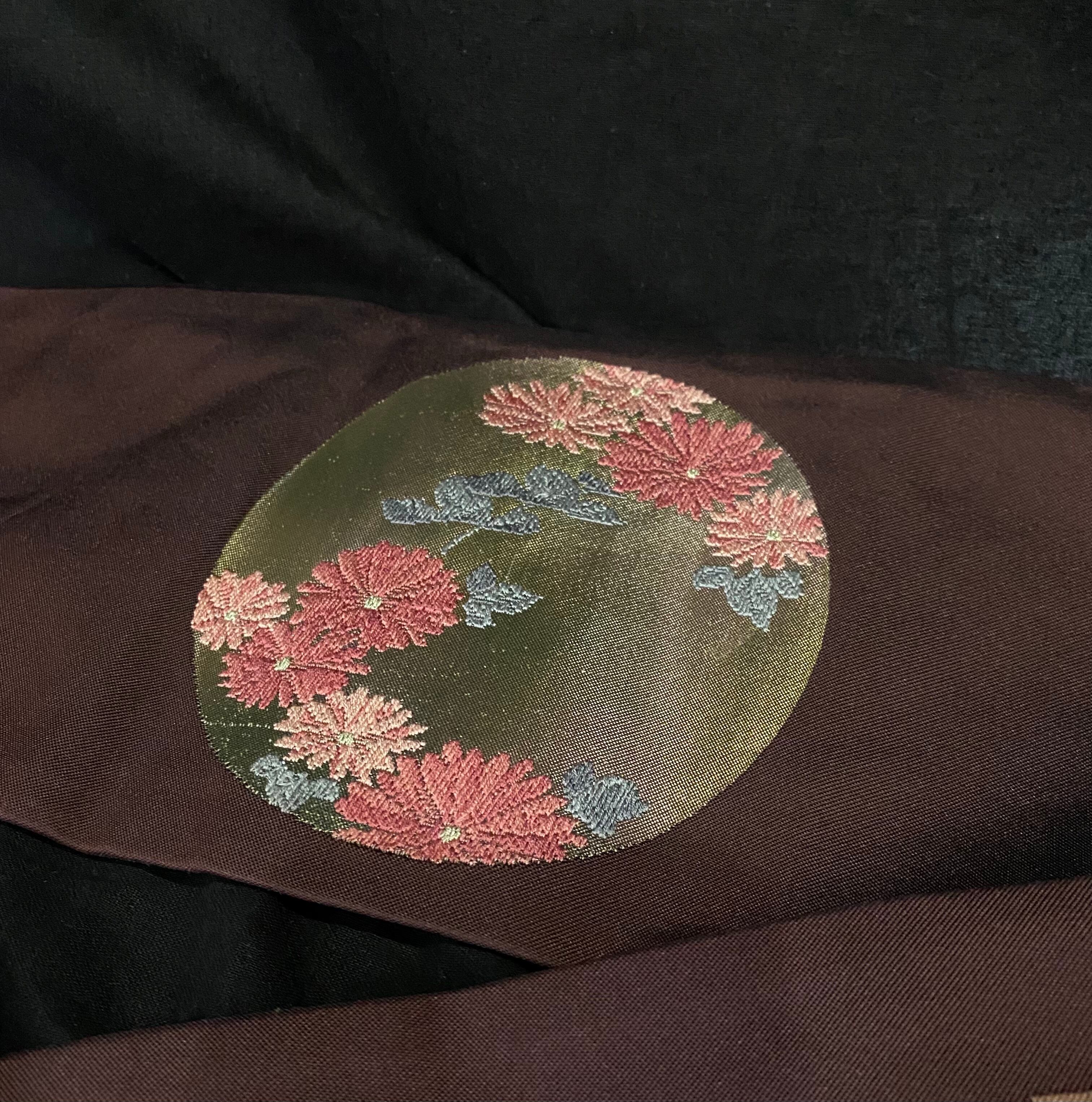 花丸紋様の名古屋帯〉梅、菊模様 茶の帯 オトナ可愛い 織り出し﻿ | 和