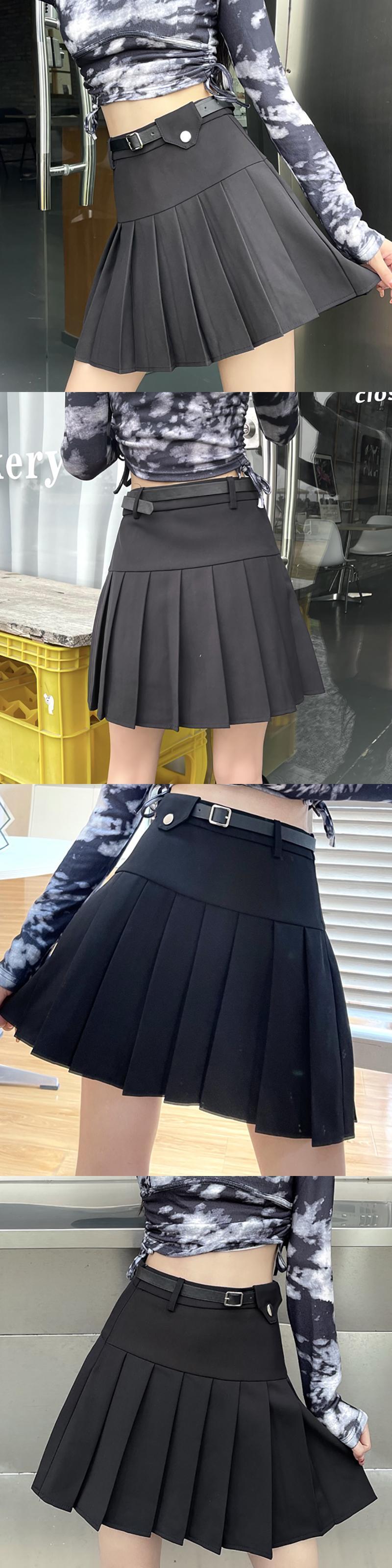 AD2020 20AW ベルトプリーツスカート ハーネス ワンピース 黒 Y2K ハーネススカート – ACDC RAG