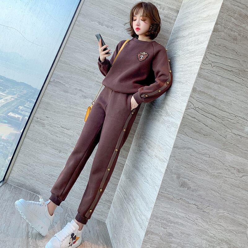 カジュアルラウンドネックベルベットセーター パンツ ウィンター 冬物 Oネック MIUCO78704970401