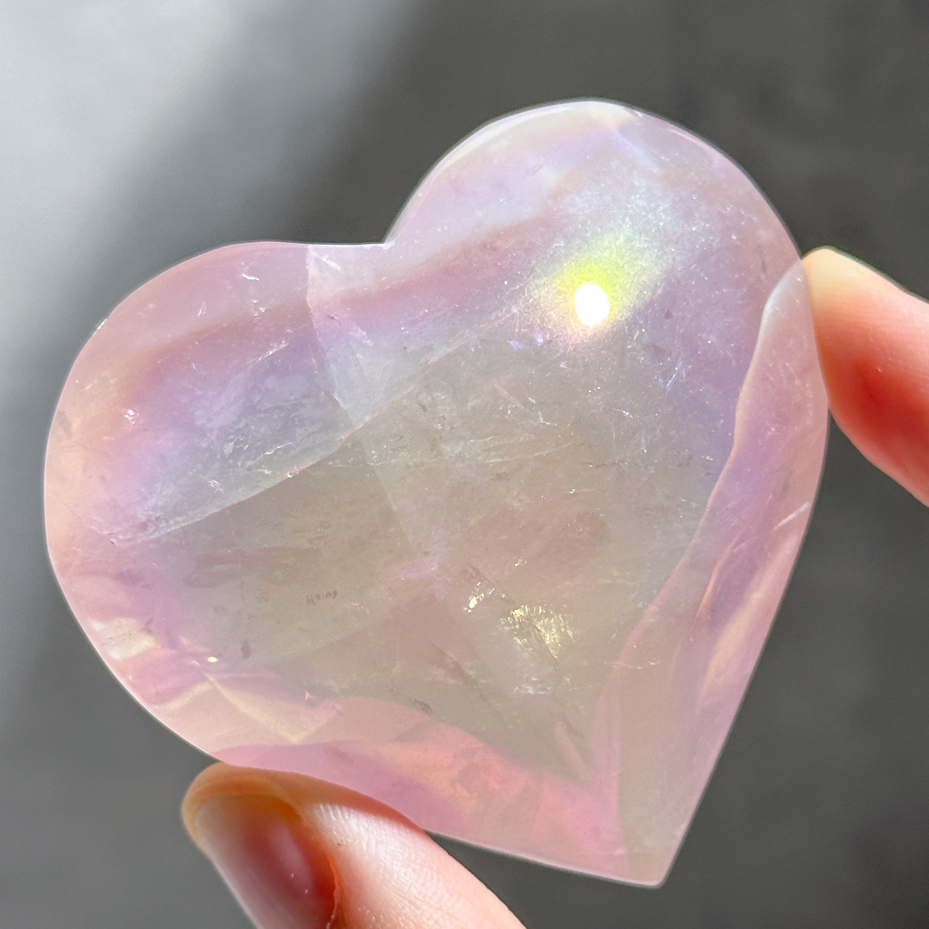 ぷっくり♡Bigエンジェルオーラローズクォーツ ハート02♡ Angel Aura Rose Quartz ♡天然石・鉱石・パワーストーン