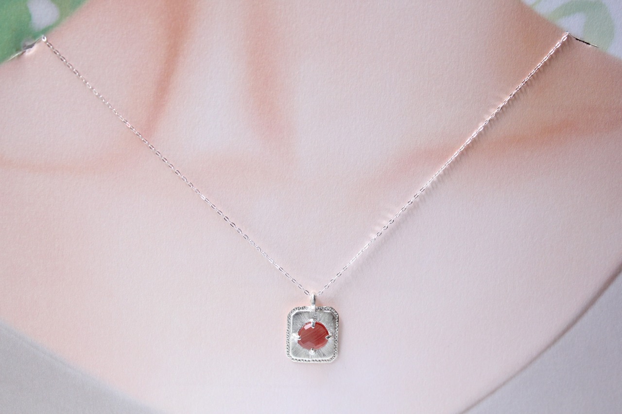 アンデシンのスクエアネックレス/SV925