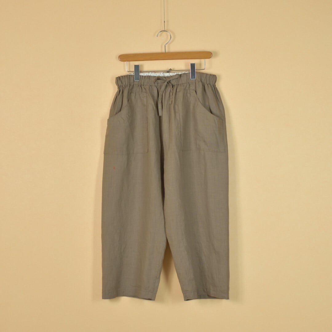 快晴堂 カイセイドウ スプリングリネン4ポケットイージーパンツ・うぐいす茶