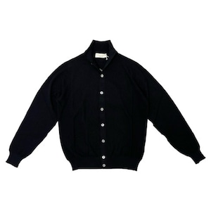 FILIPPO DE LAURENTIIS(フィリッポ デ ローレンティス)standing collar crepe cotton knit cardigan(BB1ML08/990)/BLACK