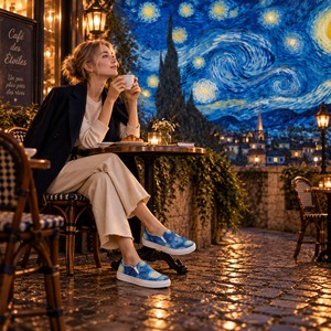 【フィンセント・ファン・ゴッホ】～ 星月夜～　絵画スニーカー/スリッポンシューズ