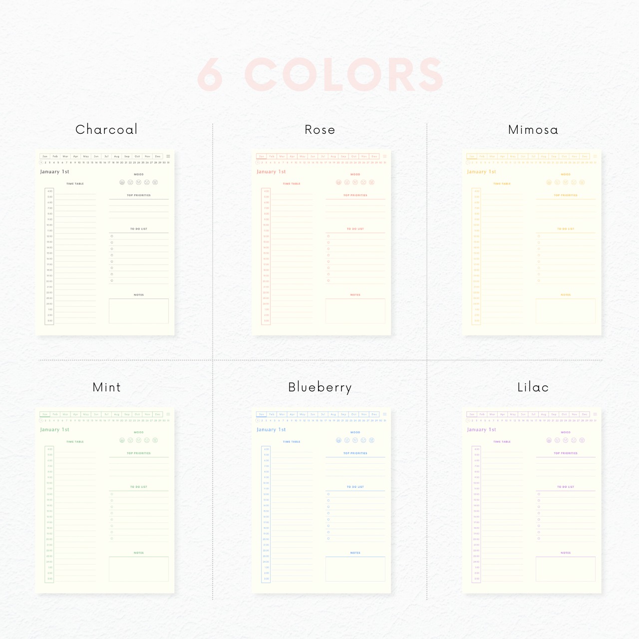デジタルプランナー┊︎6色セット┊︎スケジュール管理┊︎ToDoリスト┊︎リンク付き
