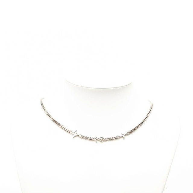 ルイ ヴィトン ネックレス モノグラム ロウ フラワー モチーフ チェーン ネックレス M01490 シルバー メタル レディース LOUIS VUITTON 【中古】