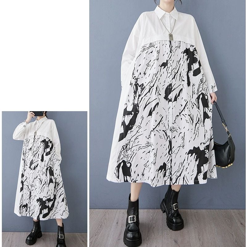【RUMCHE】Art Stitch Shirt Dress シャツワンピース Art Stitch Shirt Dress / black | DRESS | RUMCHE OFFICIAL