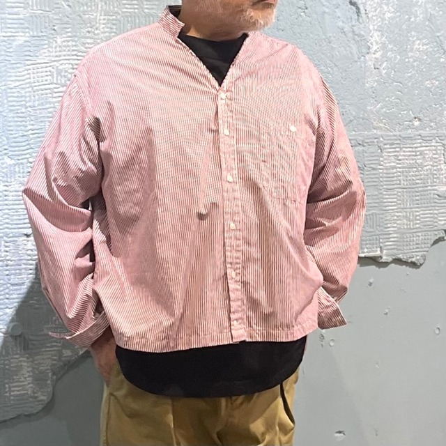 CHANGES / stripe remake shirt  / white x wine
