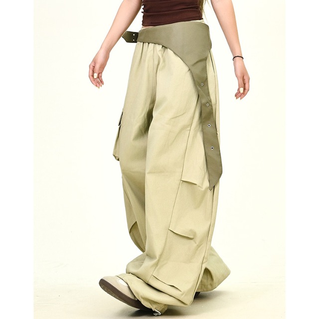 asymmetric belt wide leg pants　アシメベルトワイドレッグパンツ　J1221