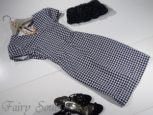 ☆7号位(表示:88)☆千鳥格子Aラインシルエットのワンピース(OPN8989)