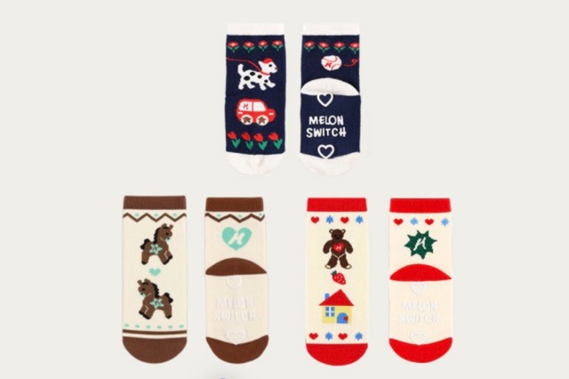 〚予約〛Meron Friends socks set of 3 <kids>