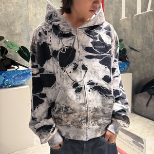 【WE11DONE】LIGHT GREY VINTAGE PRINTED HOODIE ZIP-UP