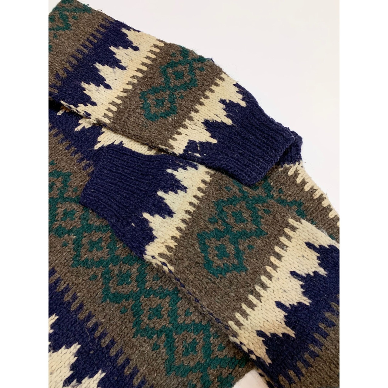 90s WOOL HAND KNIT MADE IN ECUADOR Size L程_1
