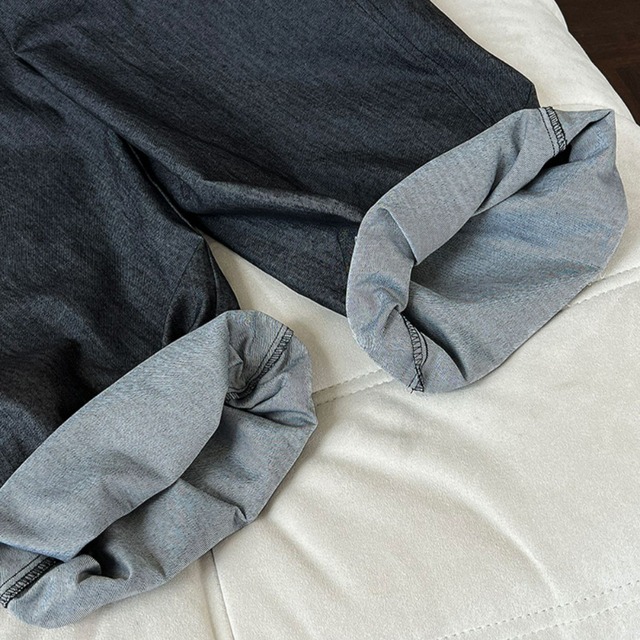 high-waisted tuck wide denim pants L0573