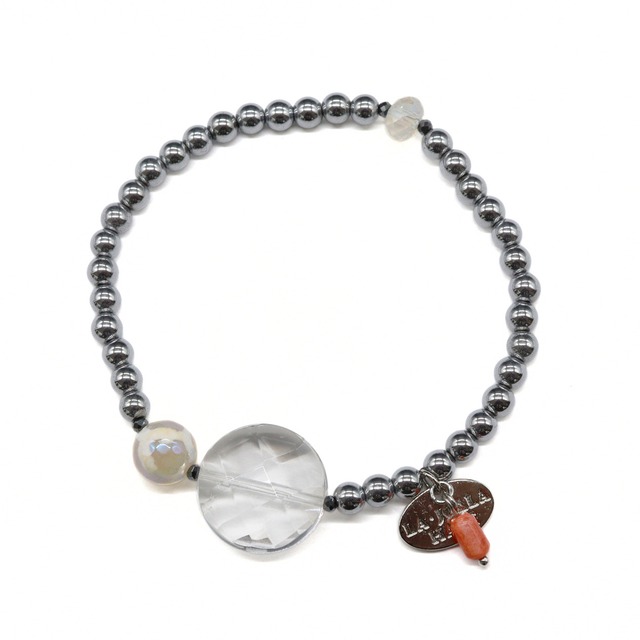 【Shining Like Stardust】亀甲天珠×水晶×ヘマタイト ブレスレット