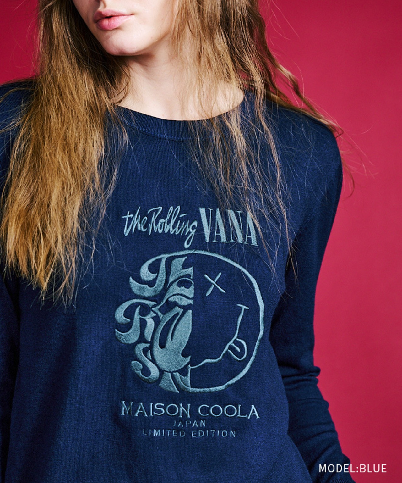 COOLAバンドロゴエンブロイダリーTOPS (BLUE)　CQ-47098