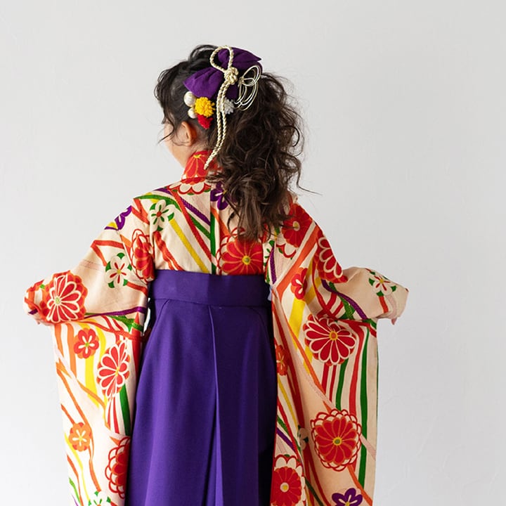 即納】七五三 髪飾り ちりめんリボン 水引 造花【5色】マゼンダ