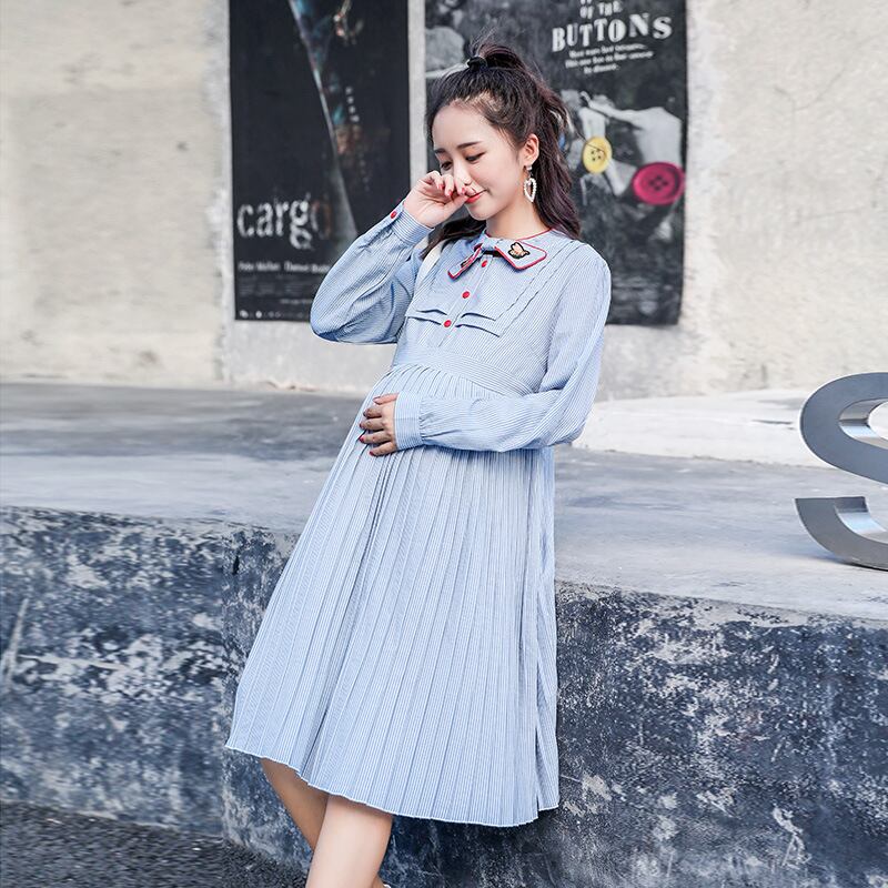 【新作】【送料無料】 マタニティドレス2019年春秋新作ルーズミドル丈長袖シャツお出かけトップ-アリババ ロング スプリング 春物 オータム 秋物 expec132540163303