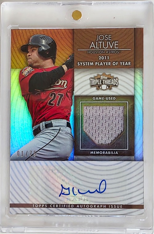 Jose Altuve | 2011 Topps Certified Autograph Issue | Houston Astros | Patch Signed | Certified by Topps