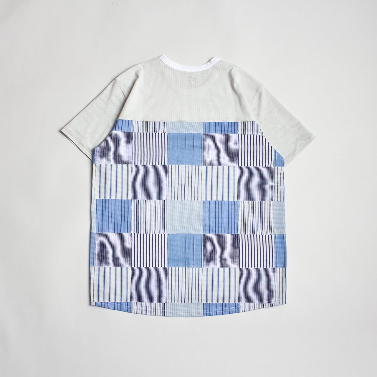 ranor（ラナー）STRIPE PW T - BLUE ストライプパッチワークTシャツ