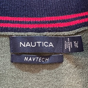 【NAUTICA】ハーフジップ ニット プルオーバー 刺繍ロゴ ワンポイントロゴ X-LARGE ビッグサイズ ノーティカ カーキ US古着