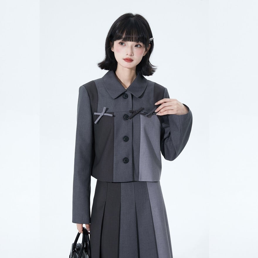 クラシカルセレモニー対応｜配色ジャケット×プリーツロングスカート