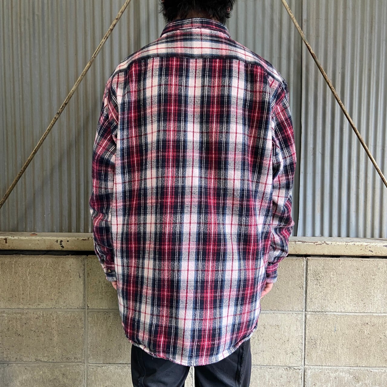 FIVE BROTHER ネルシャツ　黒×灰（バングラデシュ製・XL） FIVE BROTHER ネルシャツ 黒×灰（バングラデシュ製・XL