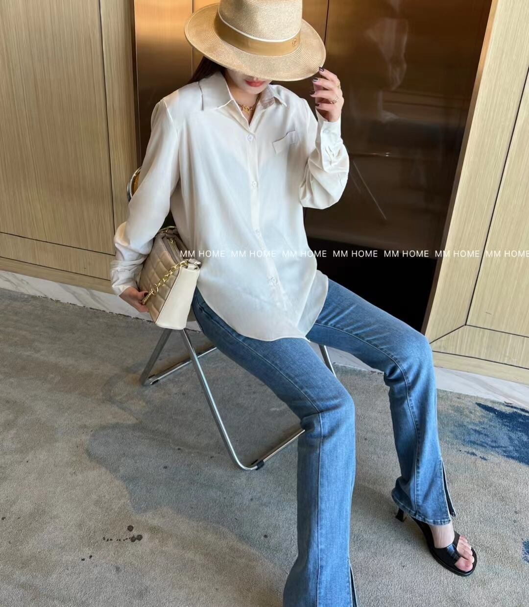 オープンカラーブラウス　AJ42441-906