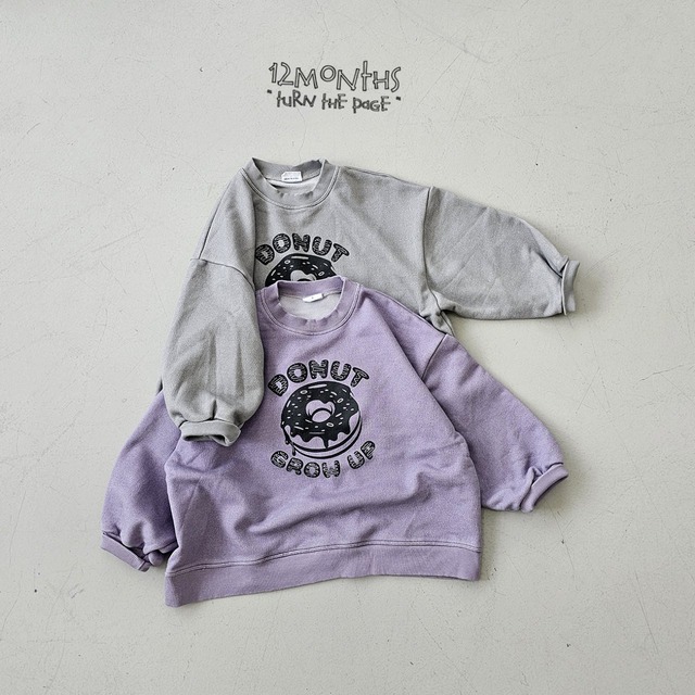 【取寄】12months｜donut pig sweatshirt｜ドーナツピッグスウェット｜7-19号｜3~15y