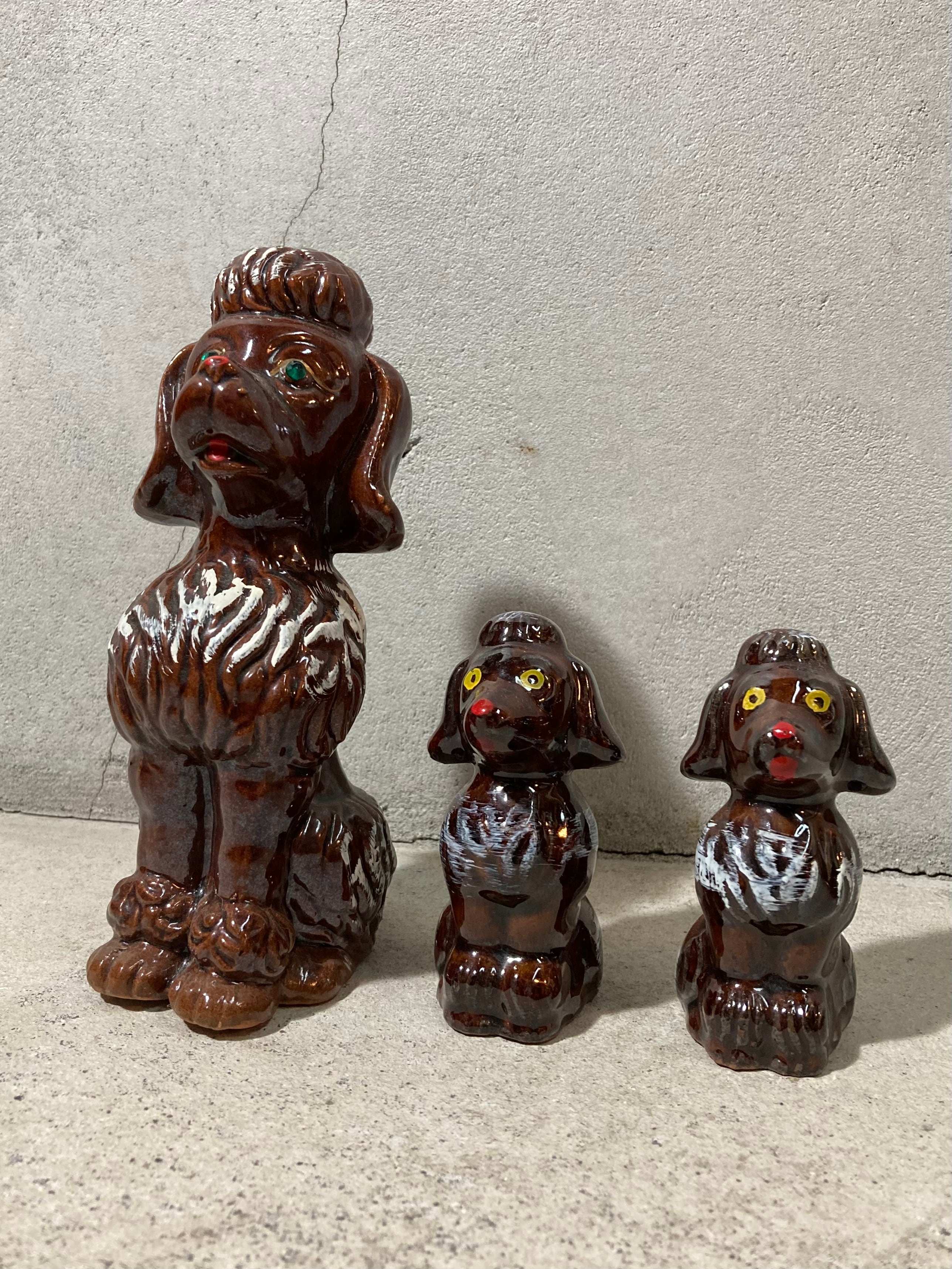 50s POODLE FIGURE SET (beady  antiques)