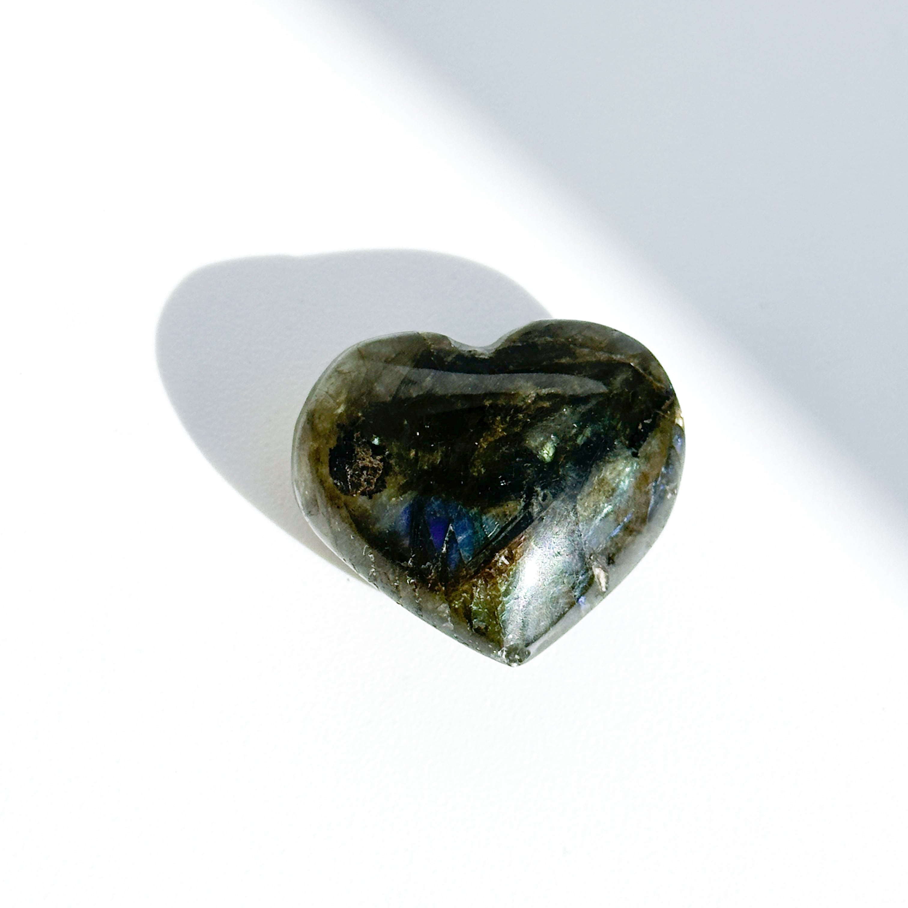 メルカリ市限定♡天然石 ラブラドライトハート カービング まとめ売り ラブラドライト ハート 95◇ Labradorite ◇天然石・鉱物
