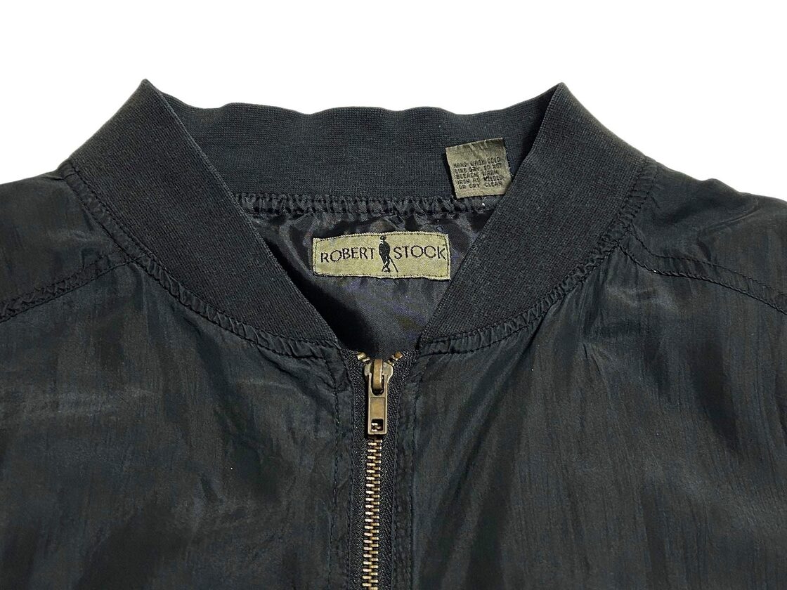 90s ROBERT STOCK ロバートストック シルク ブルゾン ブラック 【L 