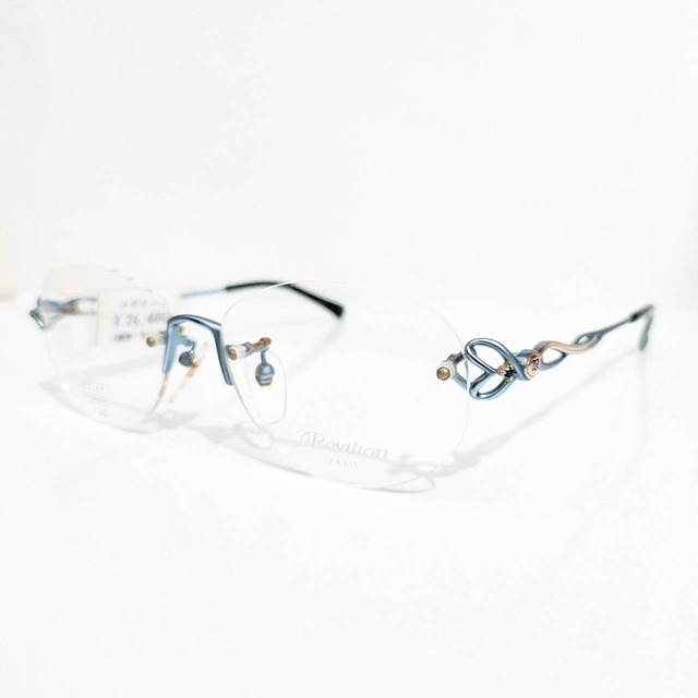 【Revillon】ボストンツーポイントフレーム　サファイア有り　ブルー