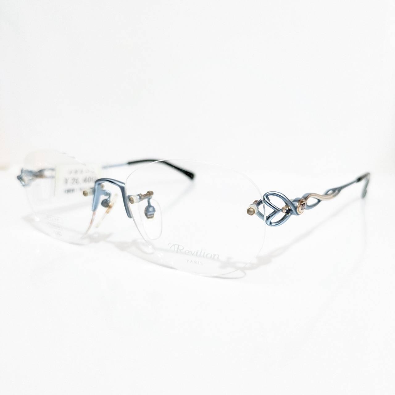 【Revillon】ボストンツーポイントフレーム サファイア有り ブルー